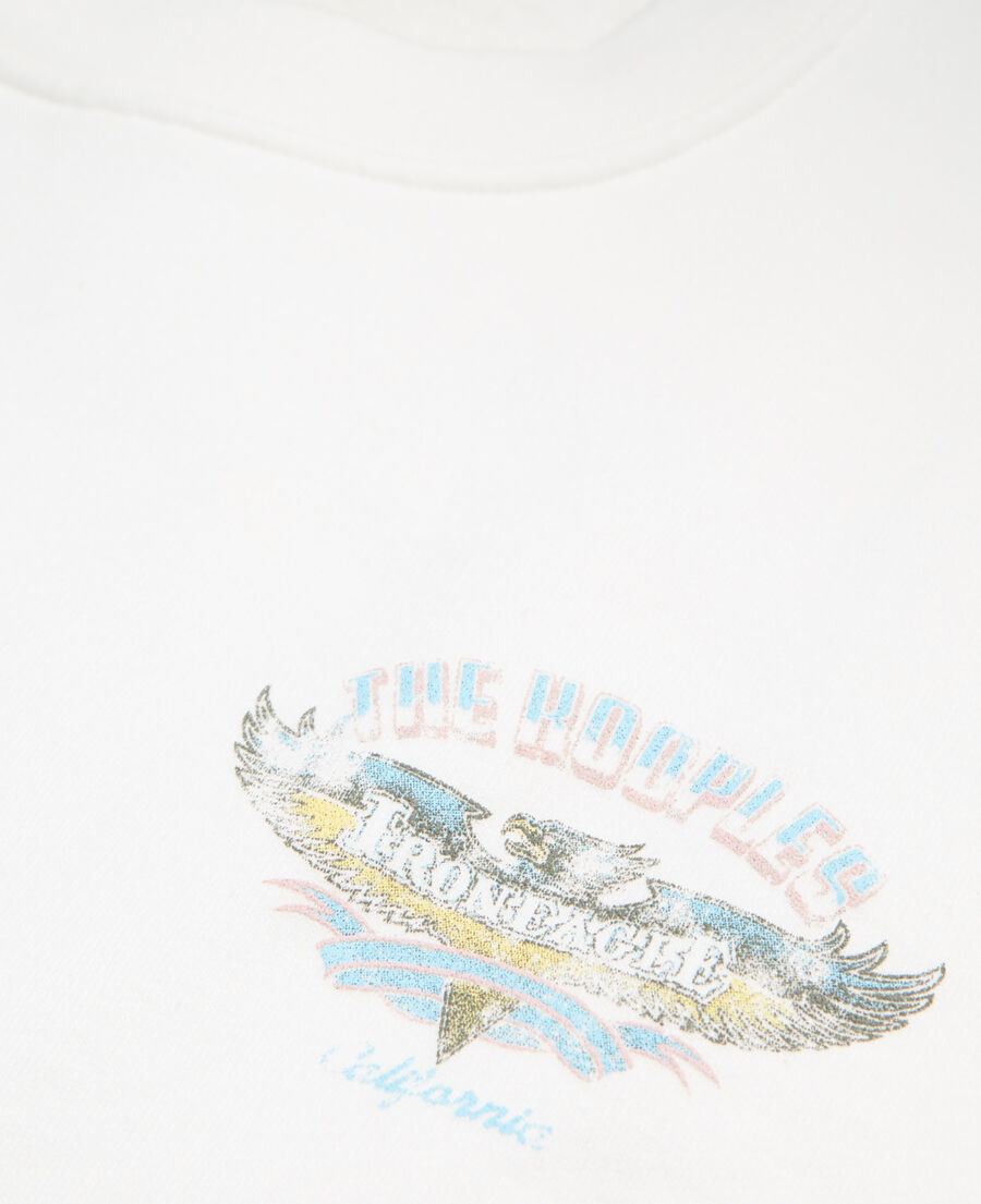 ecru screen printed check motif sweatshirt