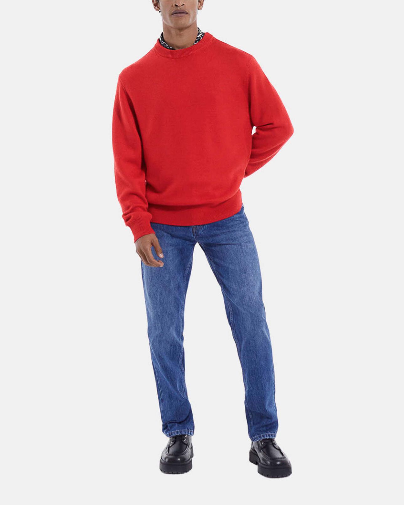 The Kooples HOMBRE RED jersey rojo de lana cuello redondo clásico
