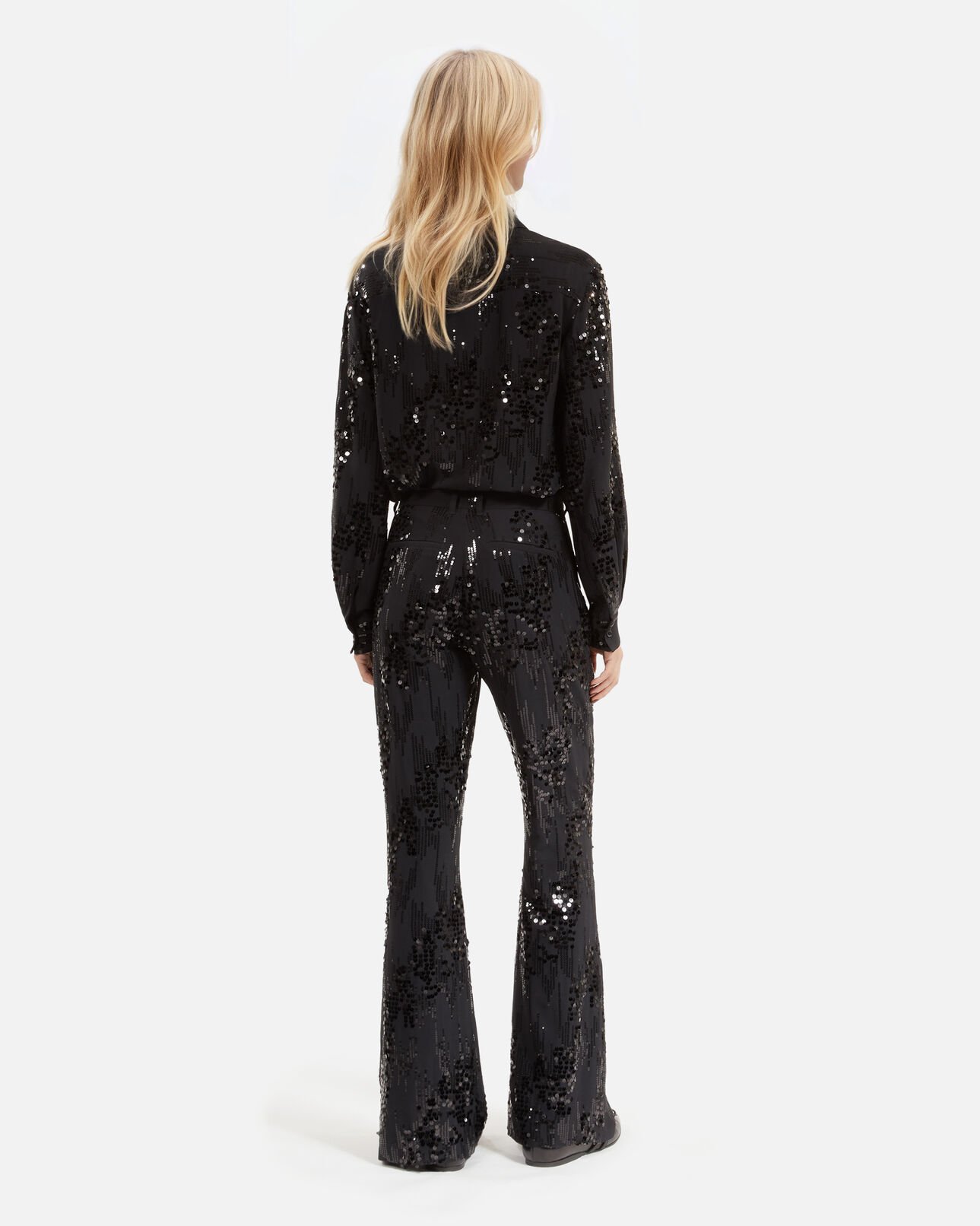 The Kooples WOMEN BLACK black sequinned flare pants