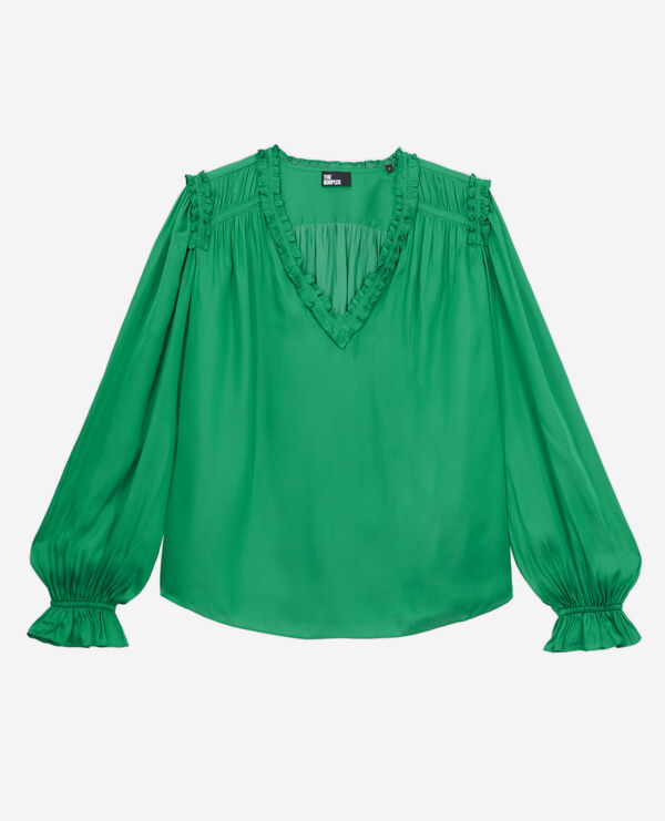 green top with shirring