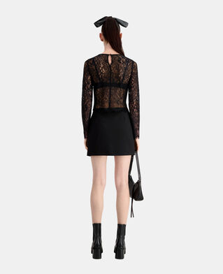 The Kooples FEMME BLACK top court noir en dentelle