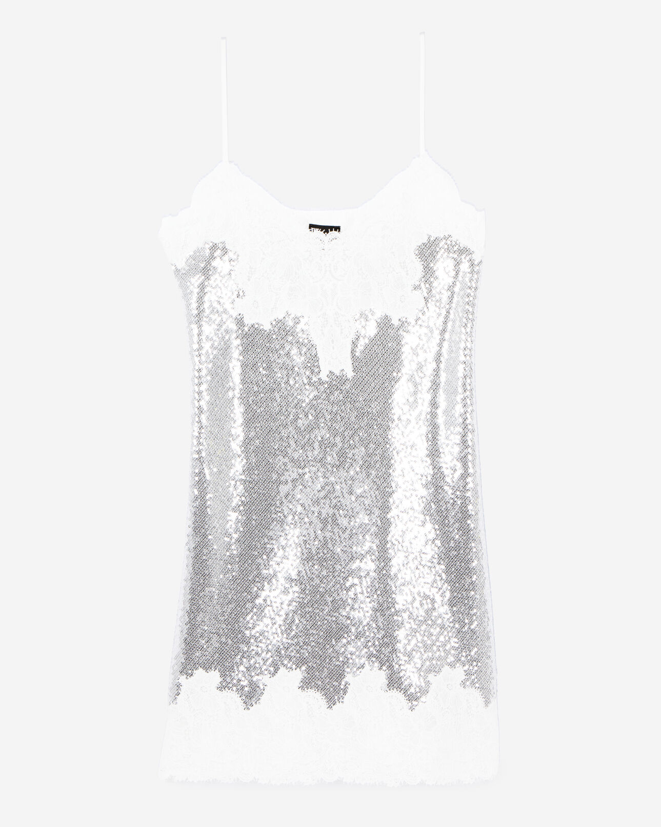 The Kooples FEMME SILVER robe nuisette courte à sequins argentée