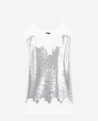 The Kooples DAMEN SILVER kurzes negligé-kleid mit silbernen pailletten