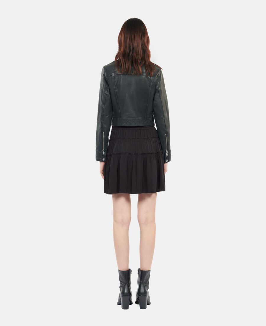 The Kooples DAMEN BLACK kurzer, schwarzer rock mit schleifen