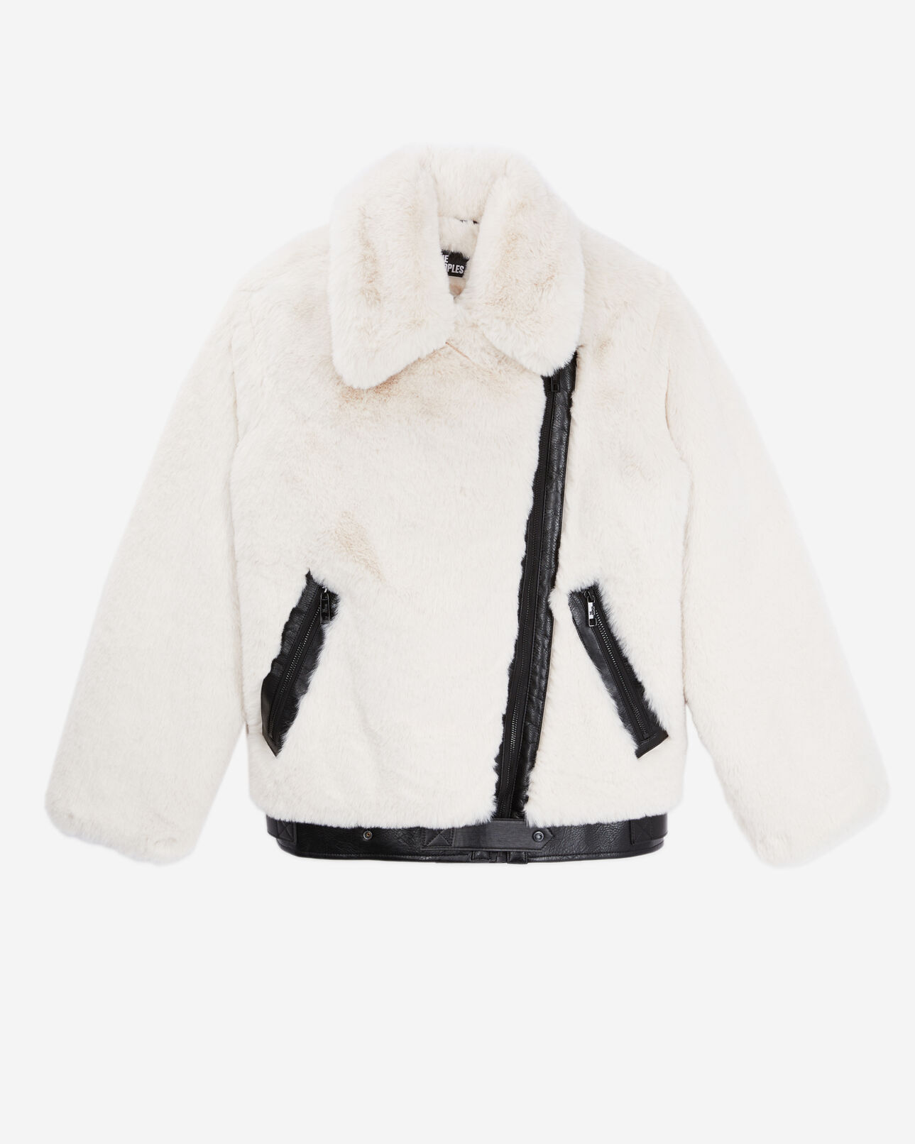 The Kooples DAMEN ECRU ecrufarbene bomberjacke aus kunstpelz
