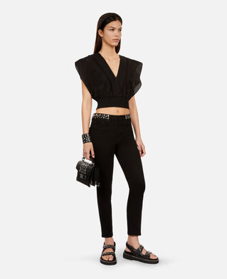 The Kooples FEMME BLACK sac emily small en cuir noir avec studs et œillets