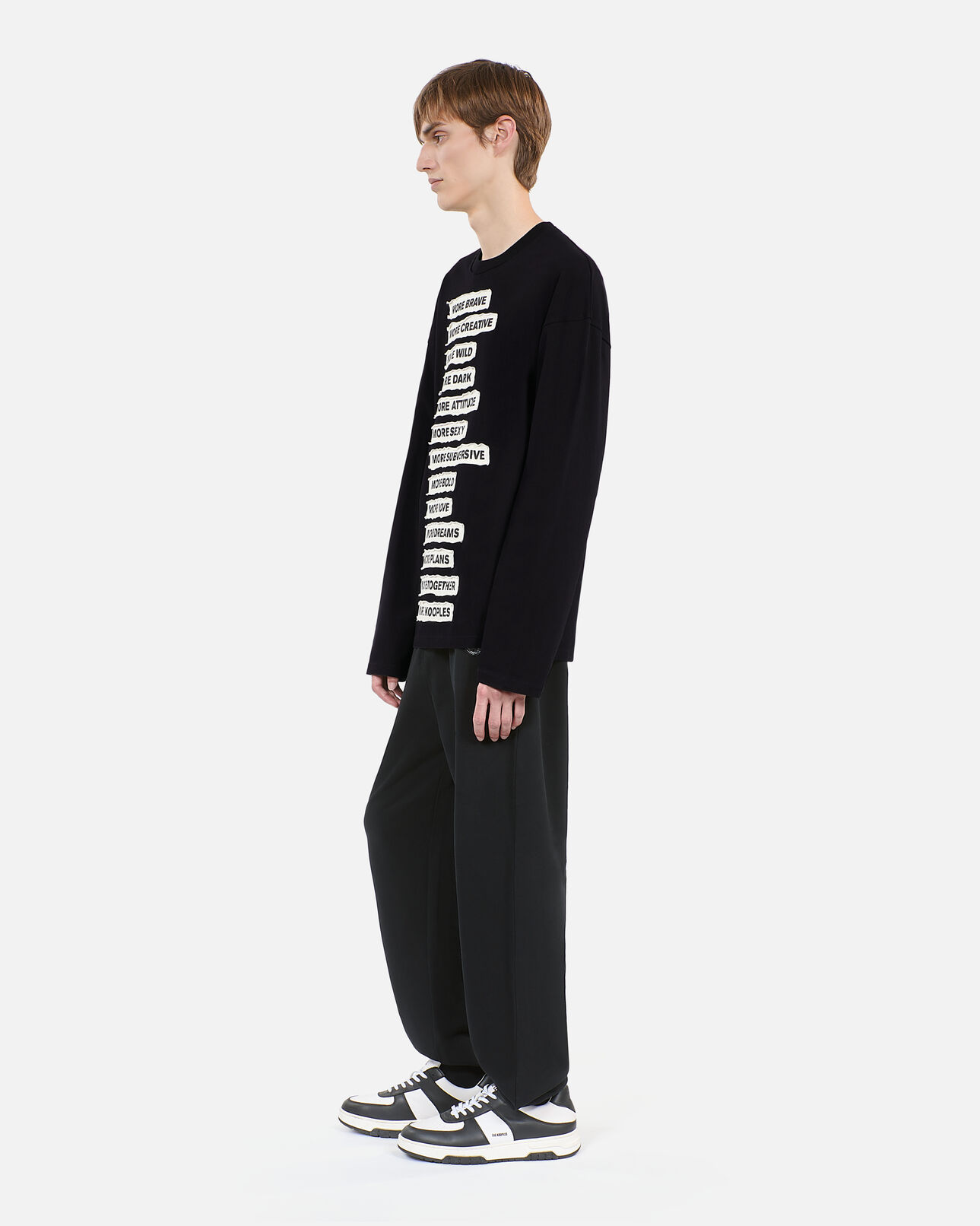 The Kooples MEN BLACK WASHED black long-sleeved t-shirt
