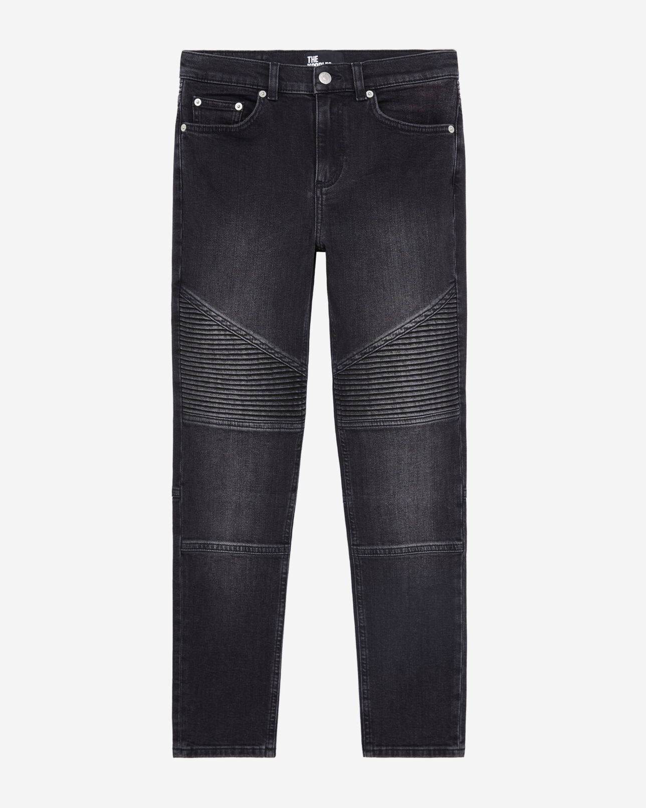 The Kooples WOMEN BLACK WASHED black slim biker jeans
