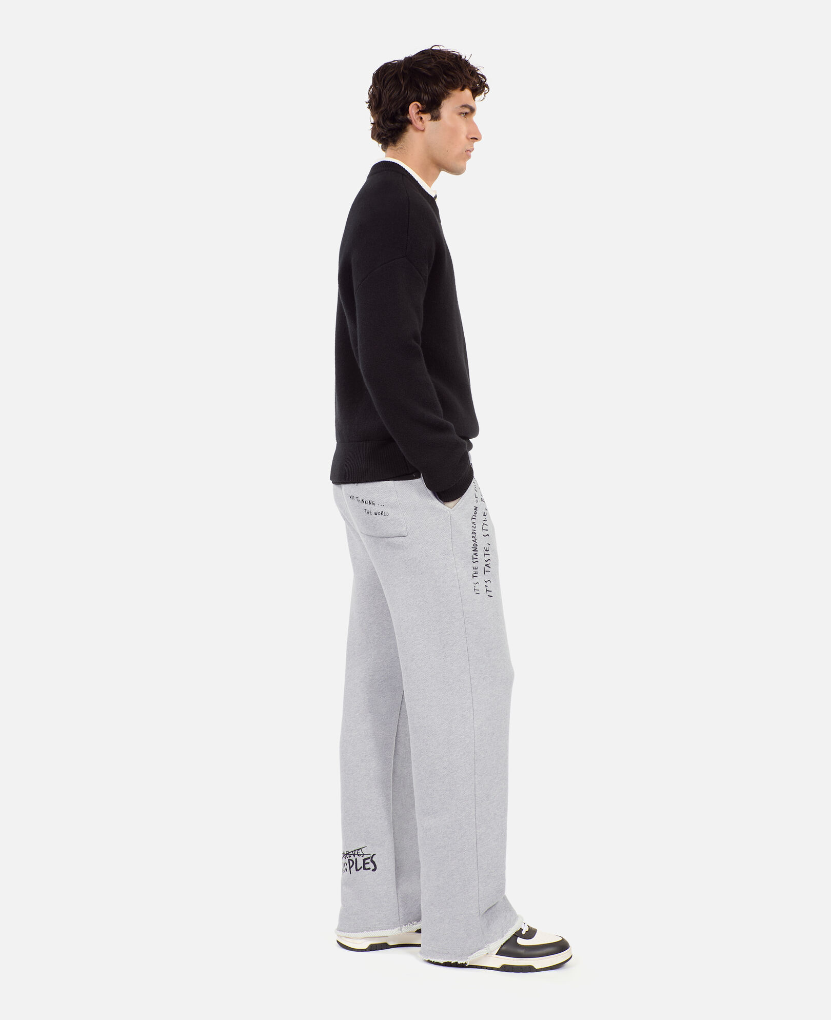 The Kooples HOMME STONE GREY bas de jogging avec sérigraphie gris