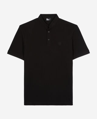 The Kooples HERREN BLACK schwarzes poloshirt aus baumwollpiqué