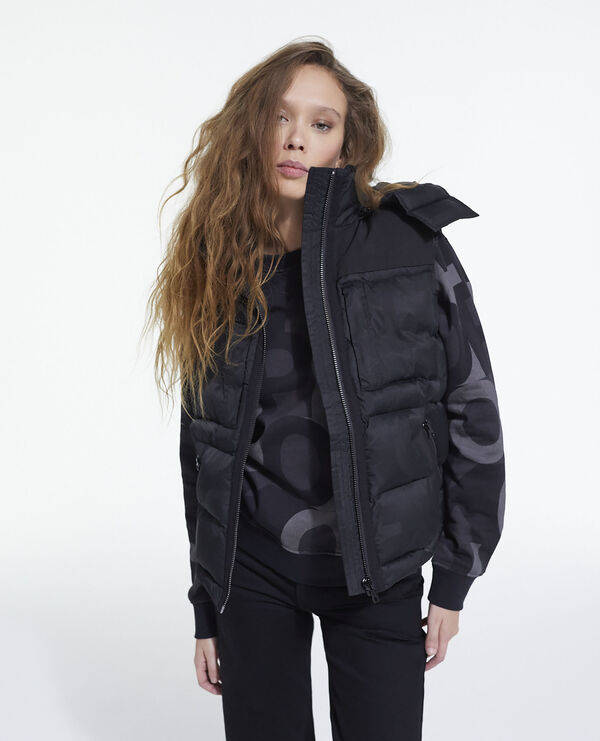 Black down jacket with The Kooples logo