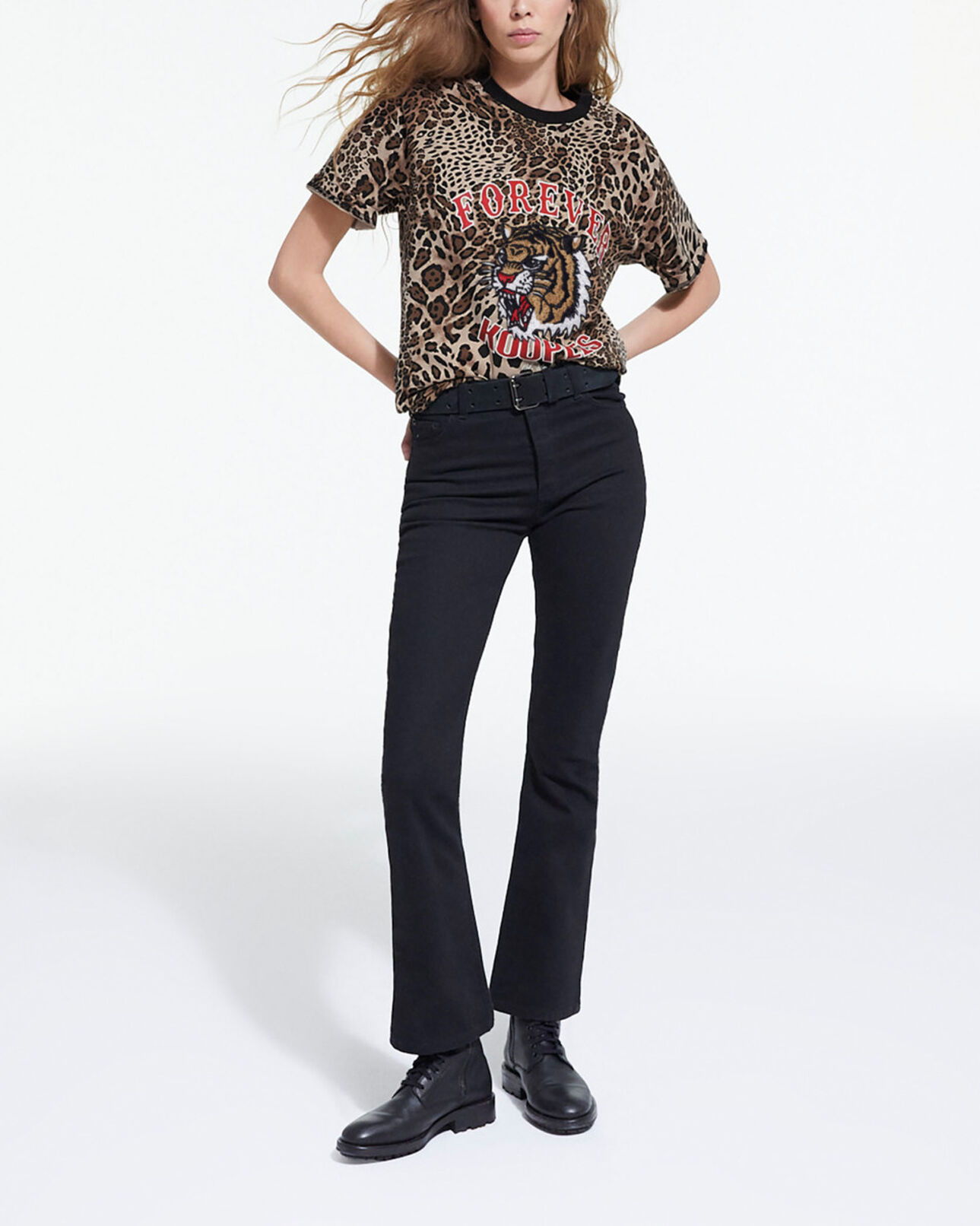 The Kooples WOMEN LEOPARD cotton t-shirt with leopard print