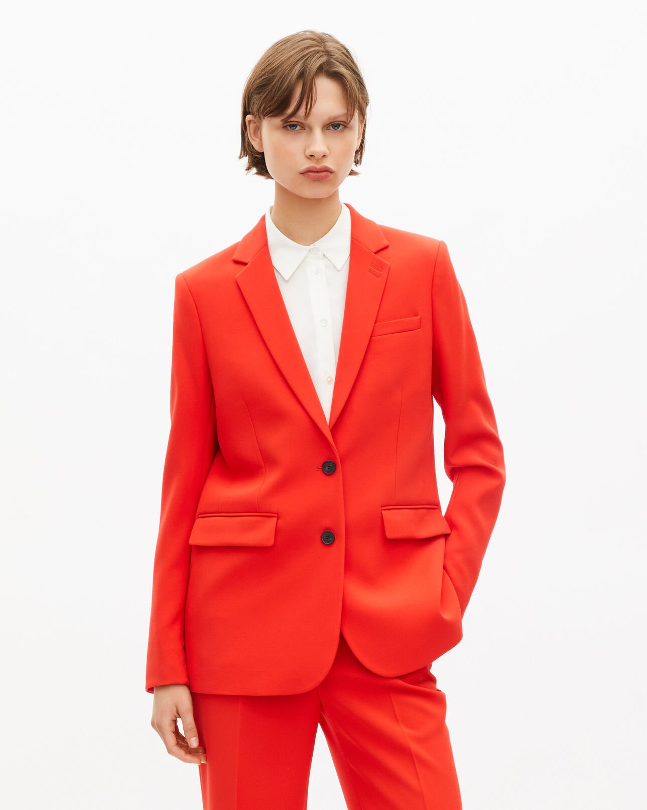 The Kooples FEMME ORANGE veste tailleur orange en crêpe