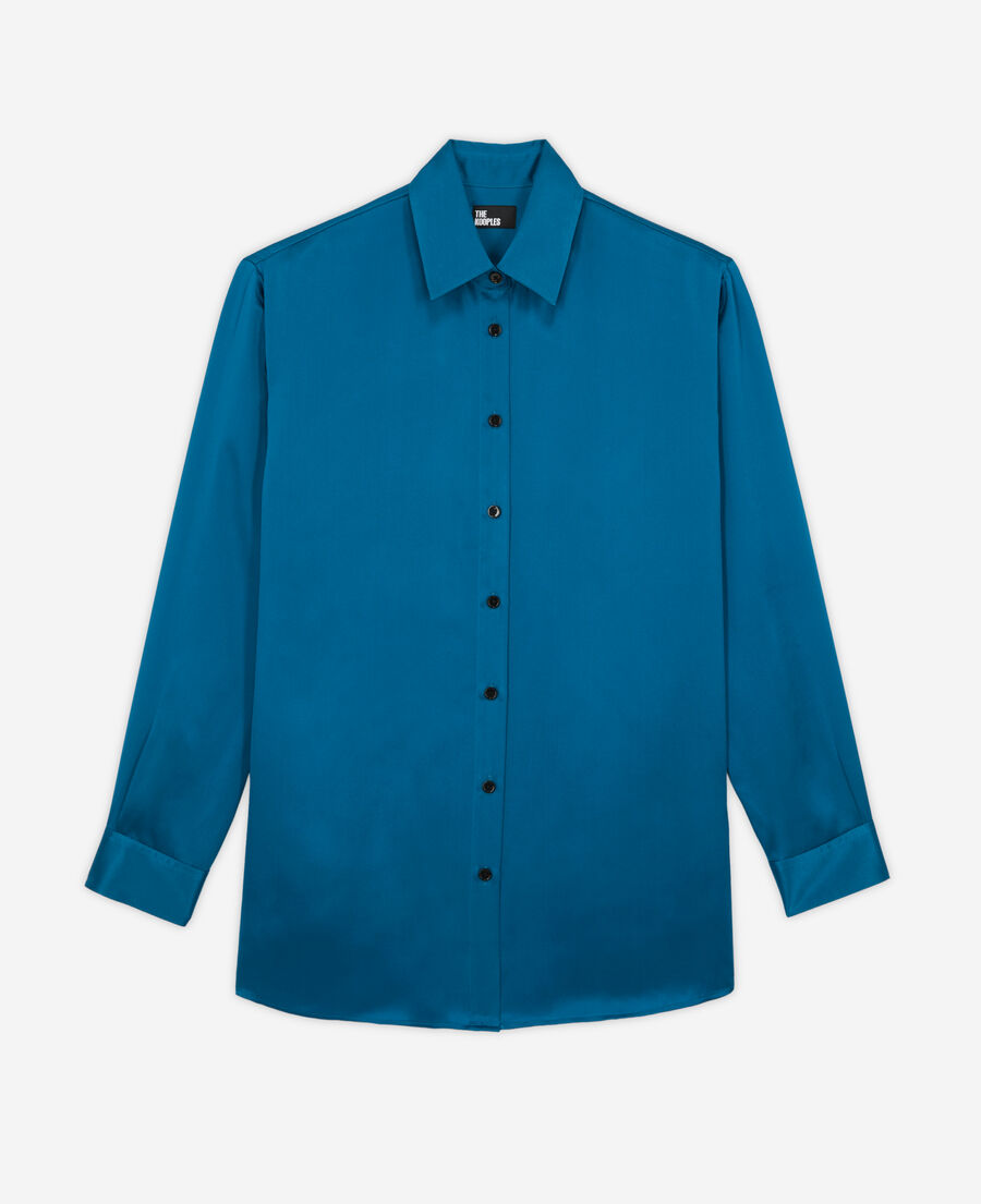 Blue silk shirt | The Kooples - US