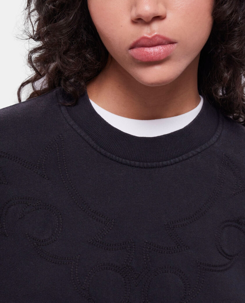 The Kooples WOMEN BLACK WASHED black sweatshirt with western-style embroidery