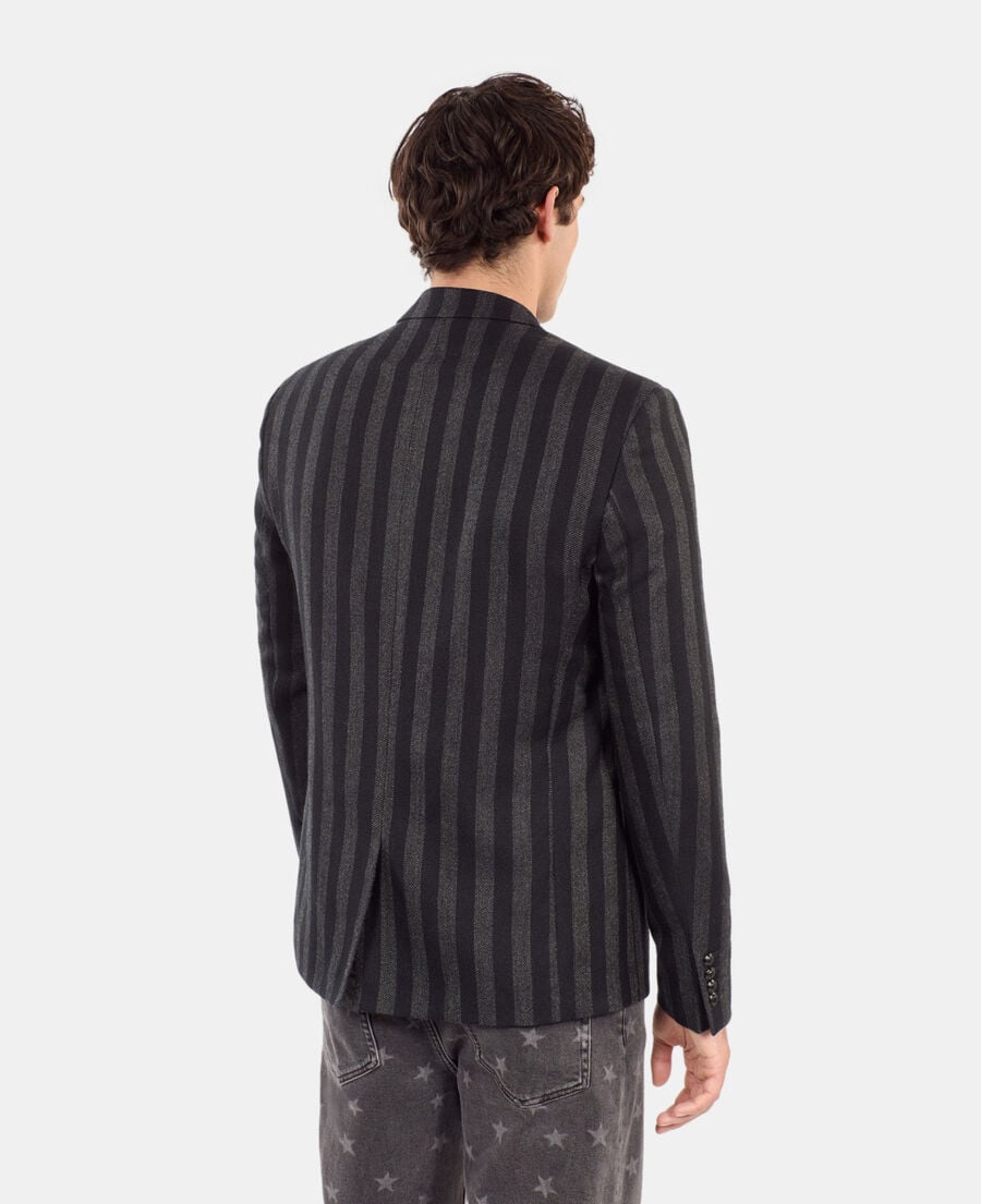 The Kooples H BLACK GREY striped wool blazer