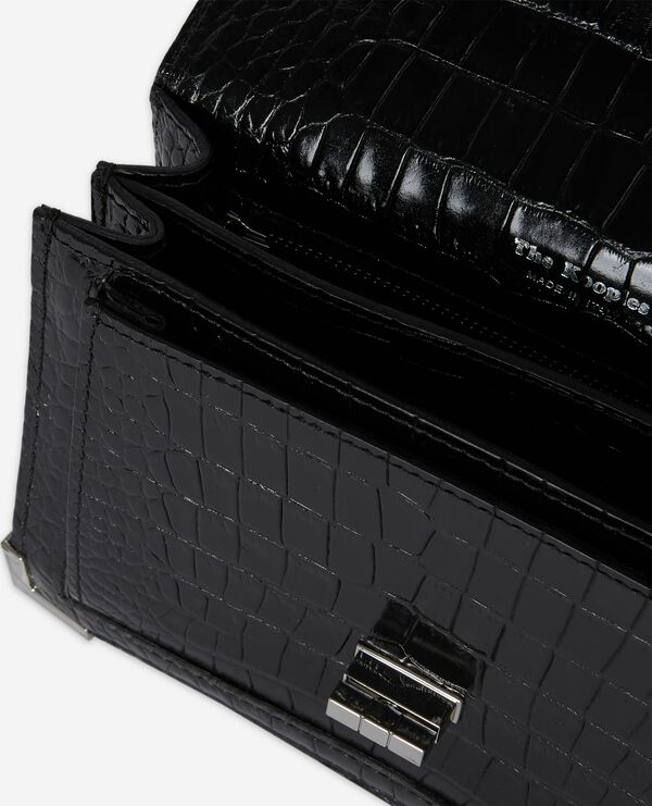 The Kooples FEMME BLACK sac emily small effet crocodile en cuir noir