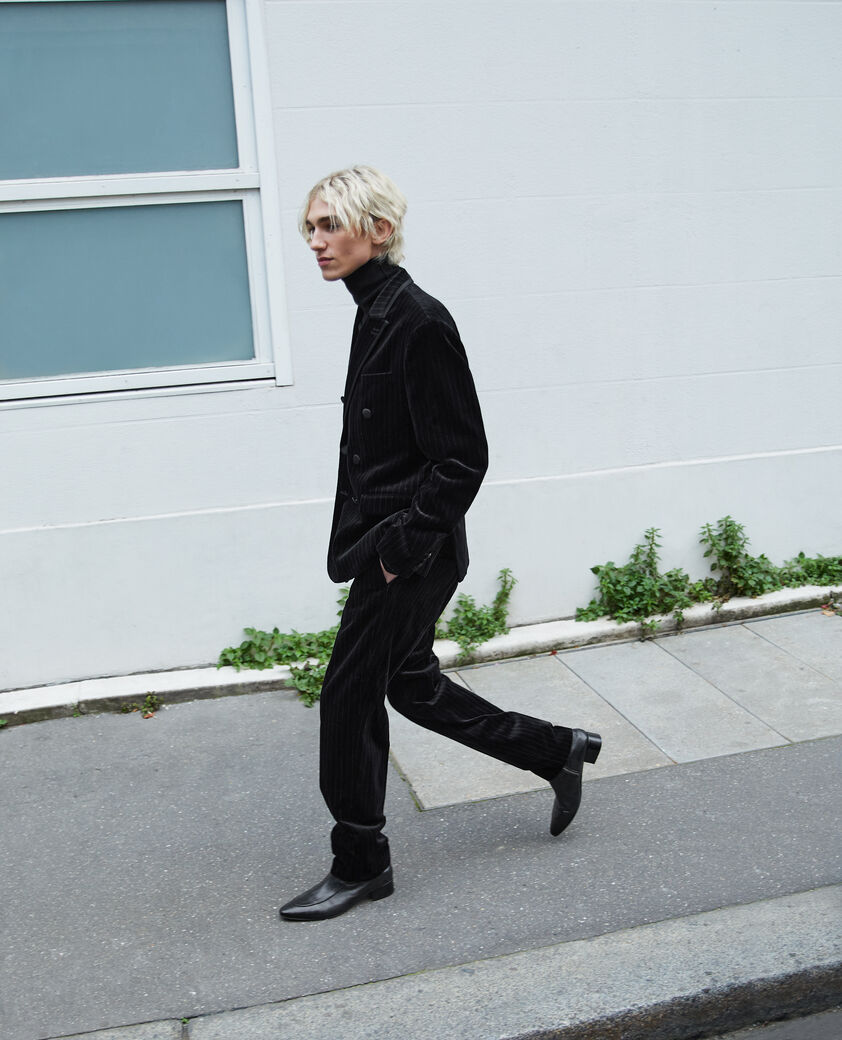 The Kooples H BLACK double-breasted suit jacket in black velvet