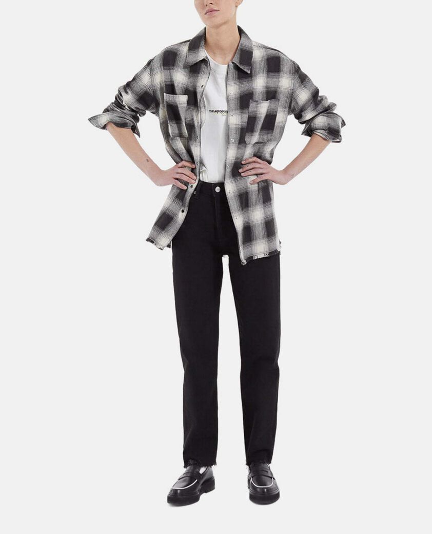 The Kooples F ECRU BLACK black and ecru oversized checked shirt