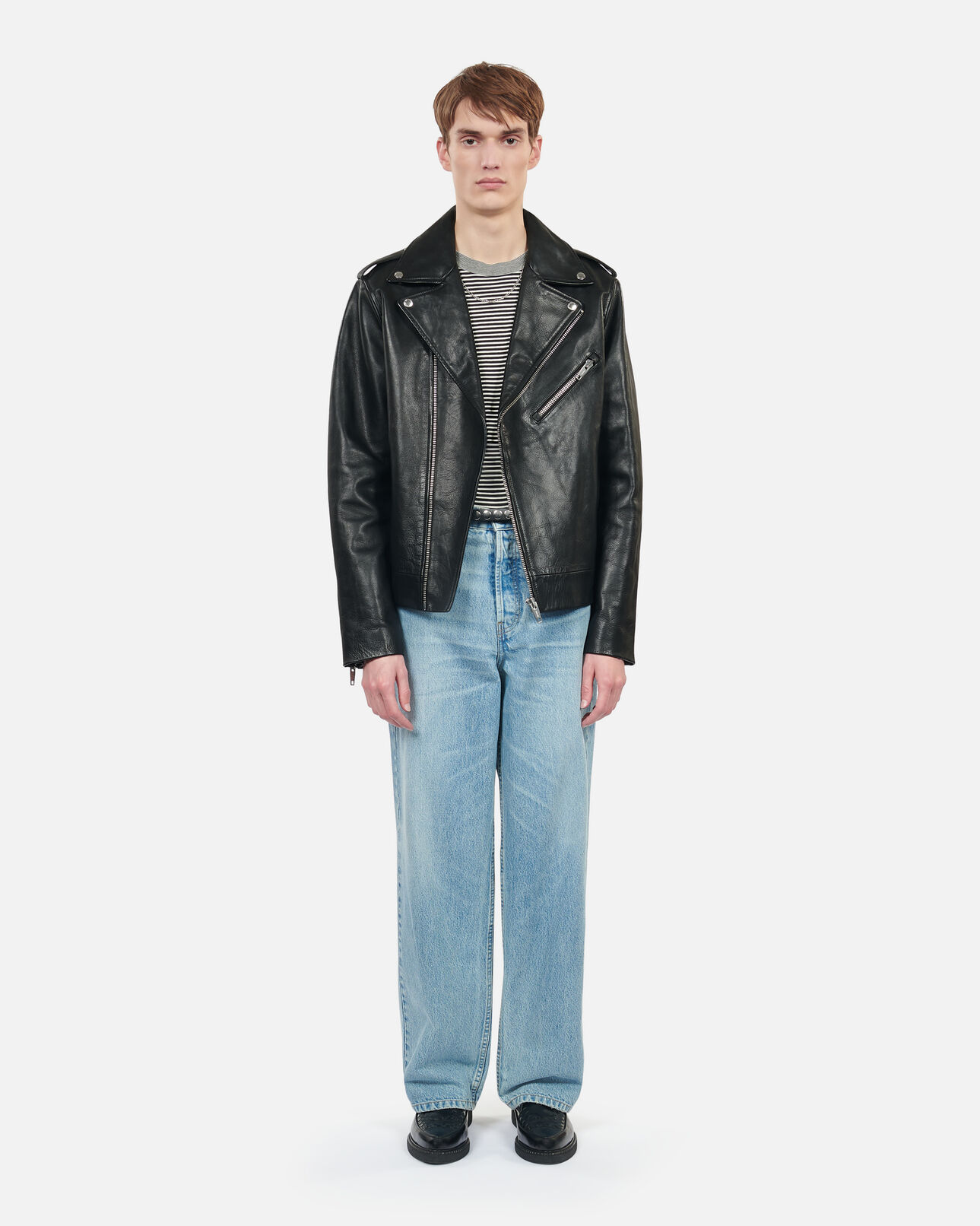 The Kooples HOMME BLACK blouson biker en cuir noir