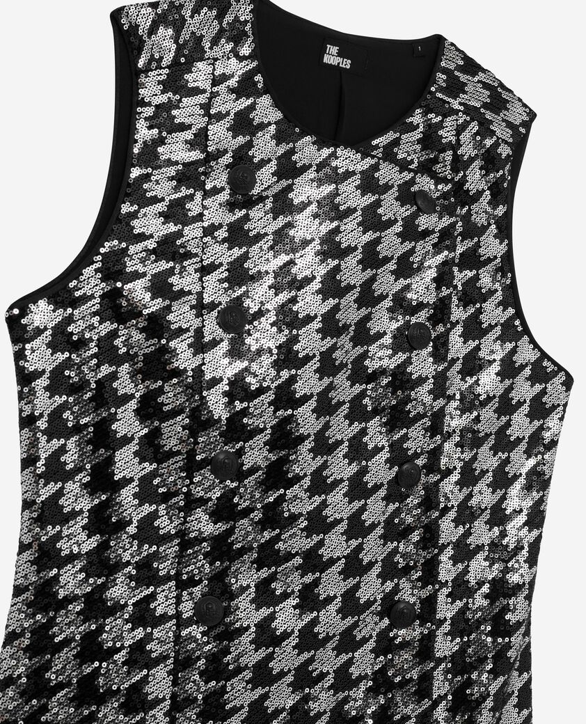 The Kooples WOMEN BLACK WHITE short houndstooth dress with black sequins