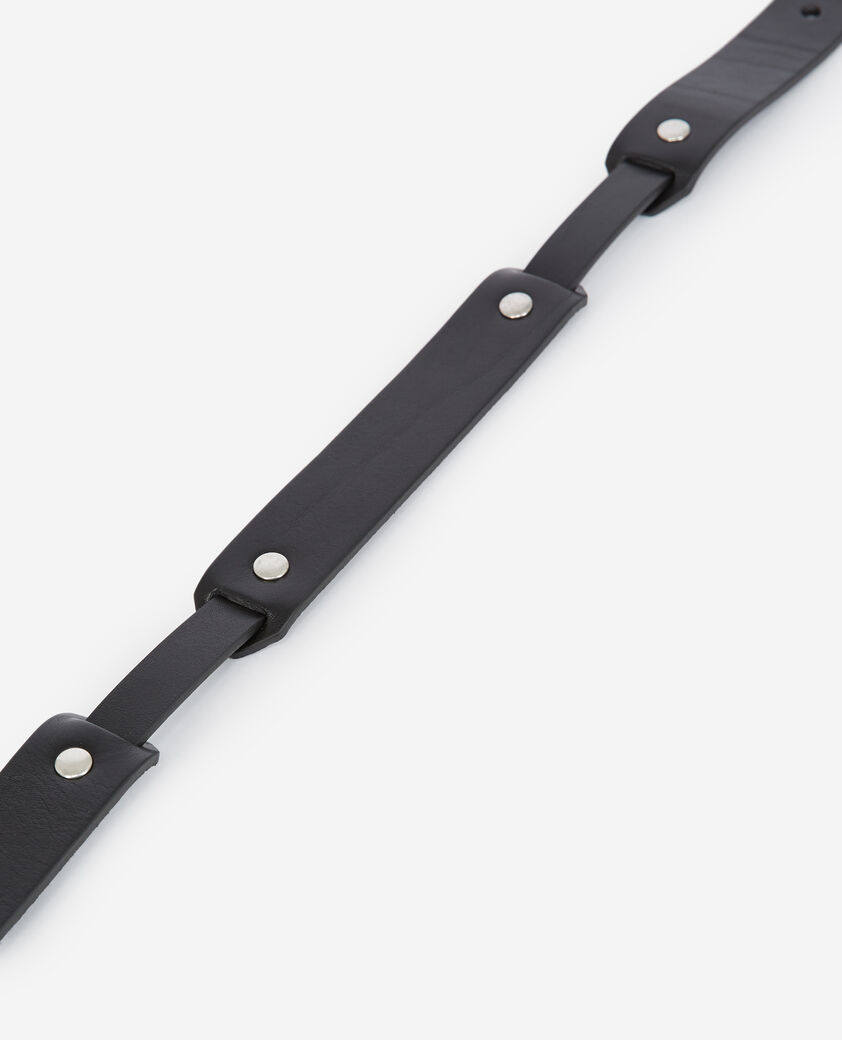 The Kooples WOMEN BLACK smooth leather belt with cut-outs