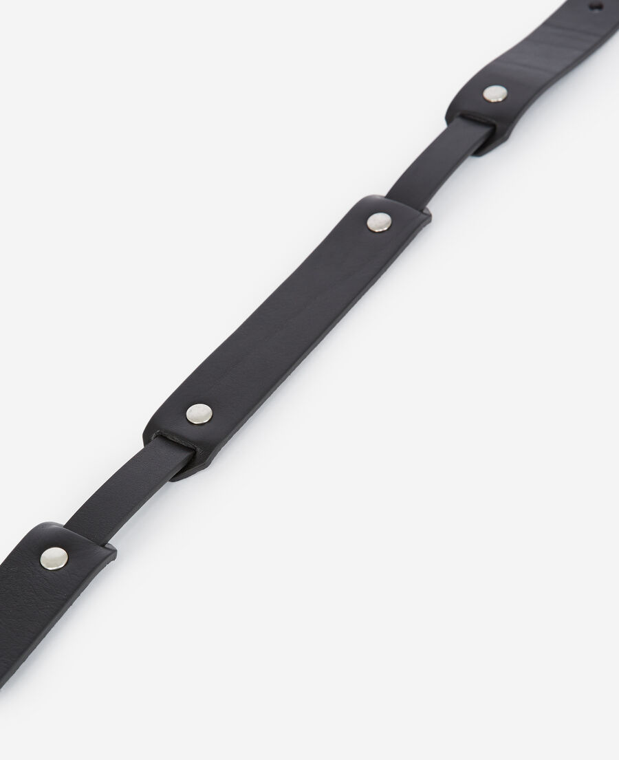 The Kooples WOMEN BLACK smooth leather belt with cut-outs