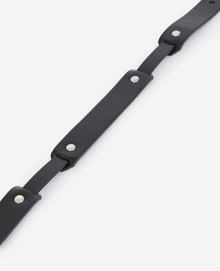 The Kooples WOMEN BLACK smooth leather belt with cut-outs