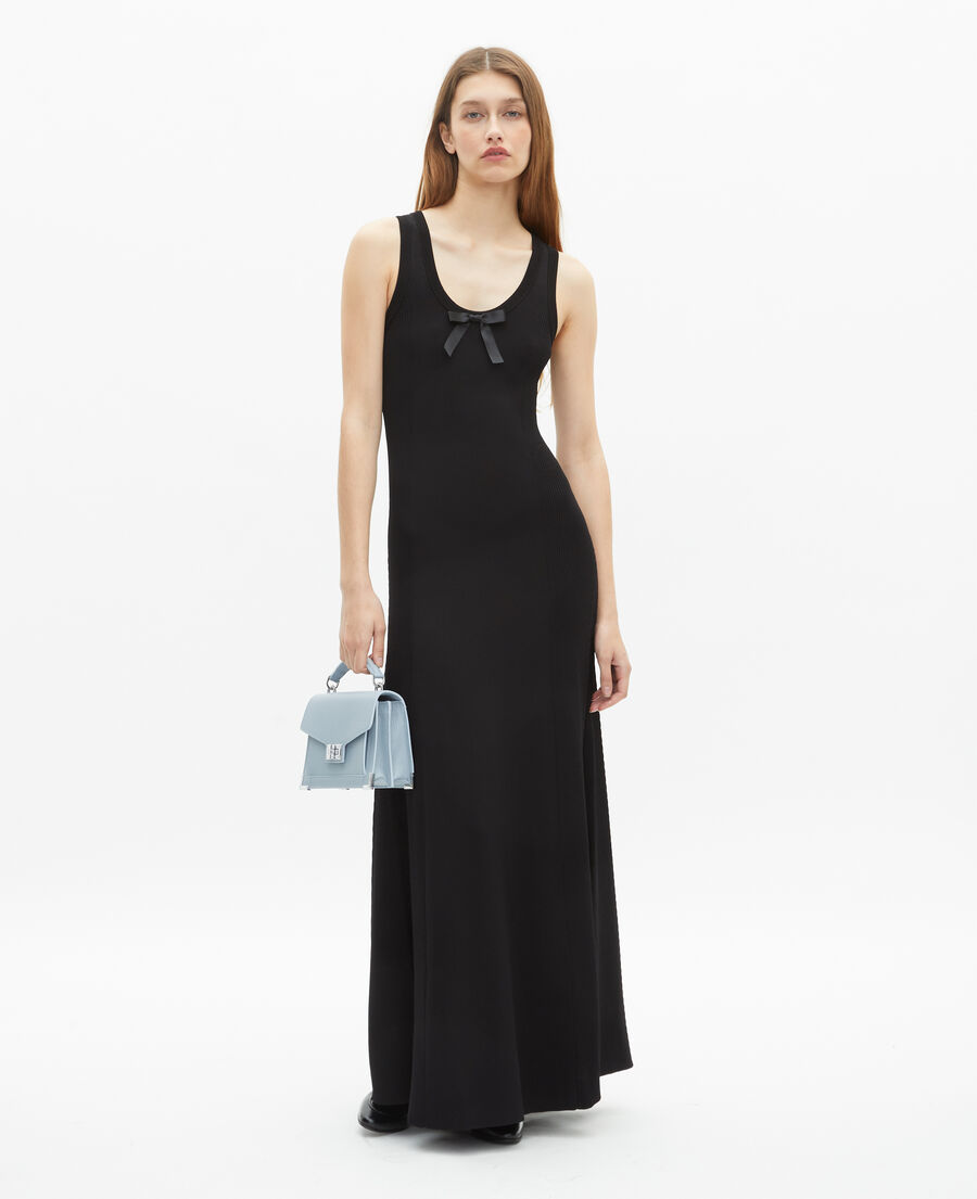 The Kooples DAMEN BLACK langes kleid aus schwarzem strick
