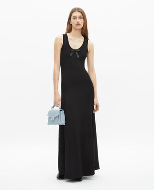 The Kooples DAMEN BLACK langes kleid aus schwarzem strick