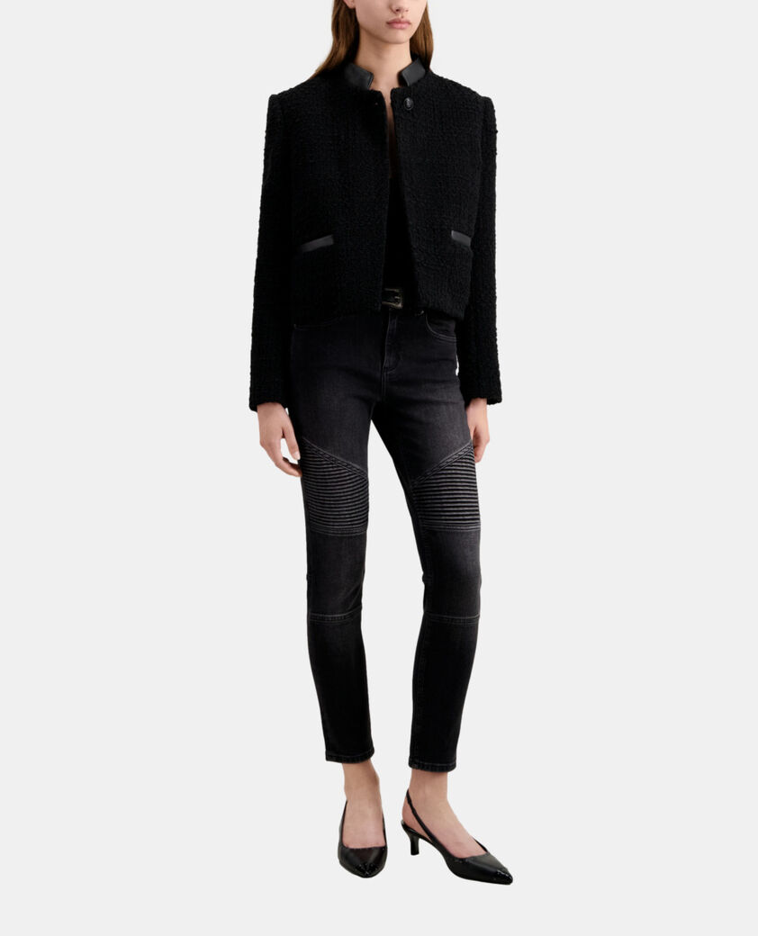 The Kooples FEMME BLACK veste courte noire en tweed