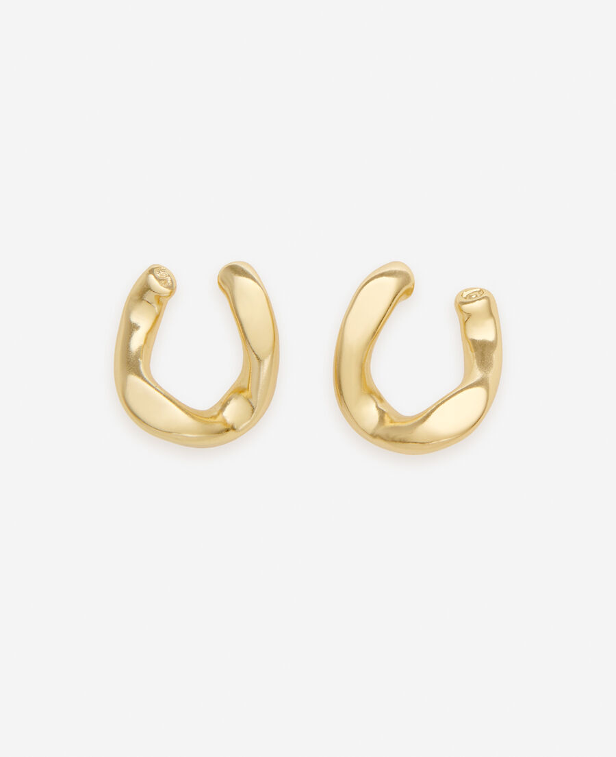golden earrings with small link