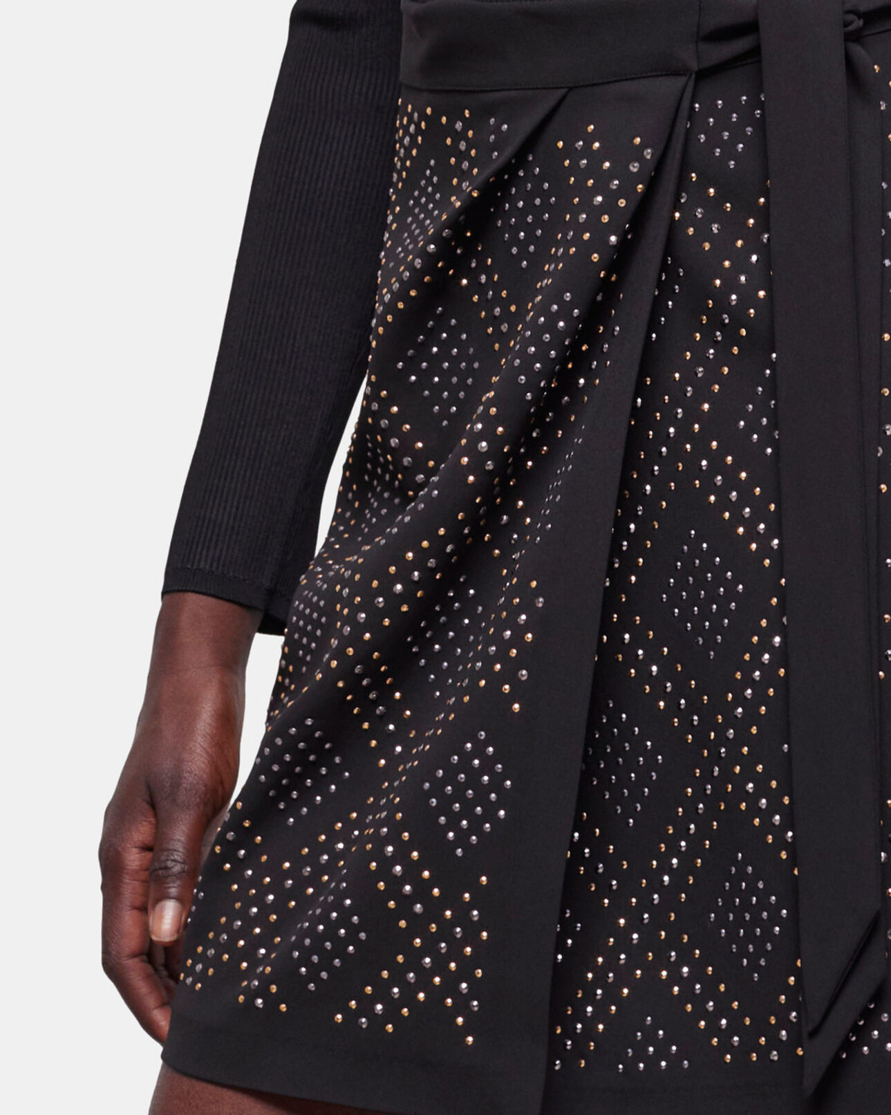 The Kooples WOMEN BLACK short black wrap skirt