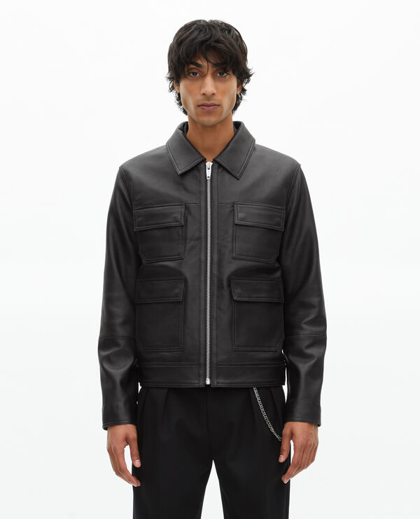 Blouson en cuir noir homme The Kooples