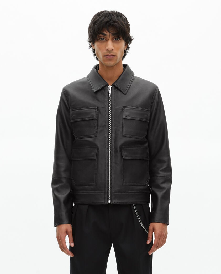 The Kooples MEN BLACK black leather jacket