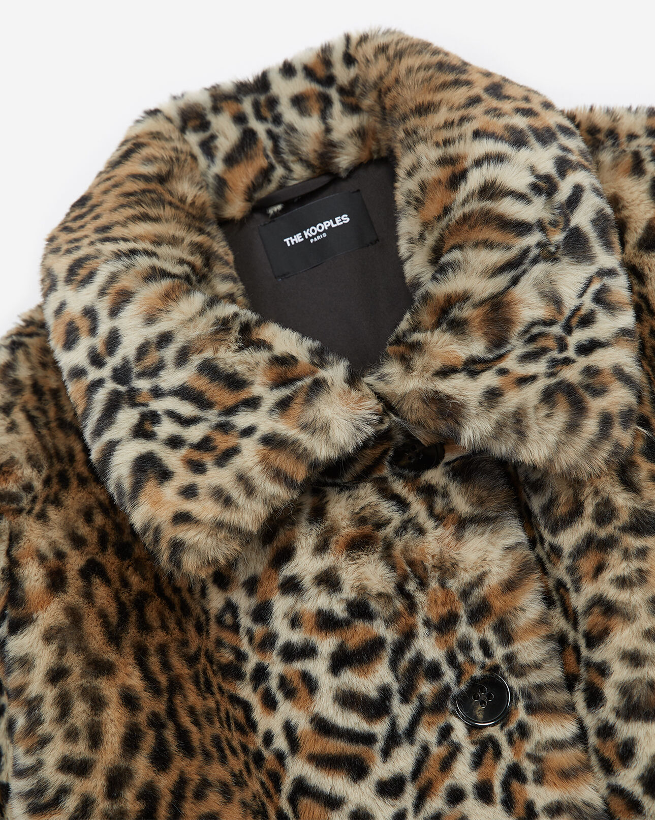 The Kooples WOMEN LEOPARD leopard faux fur coat with xxl collar