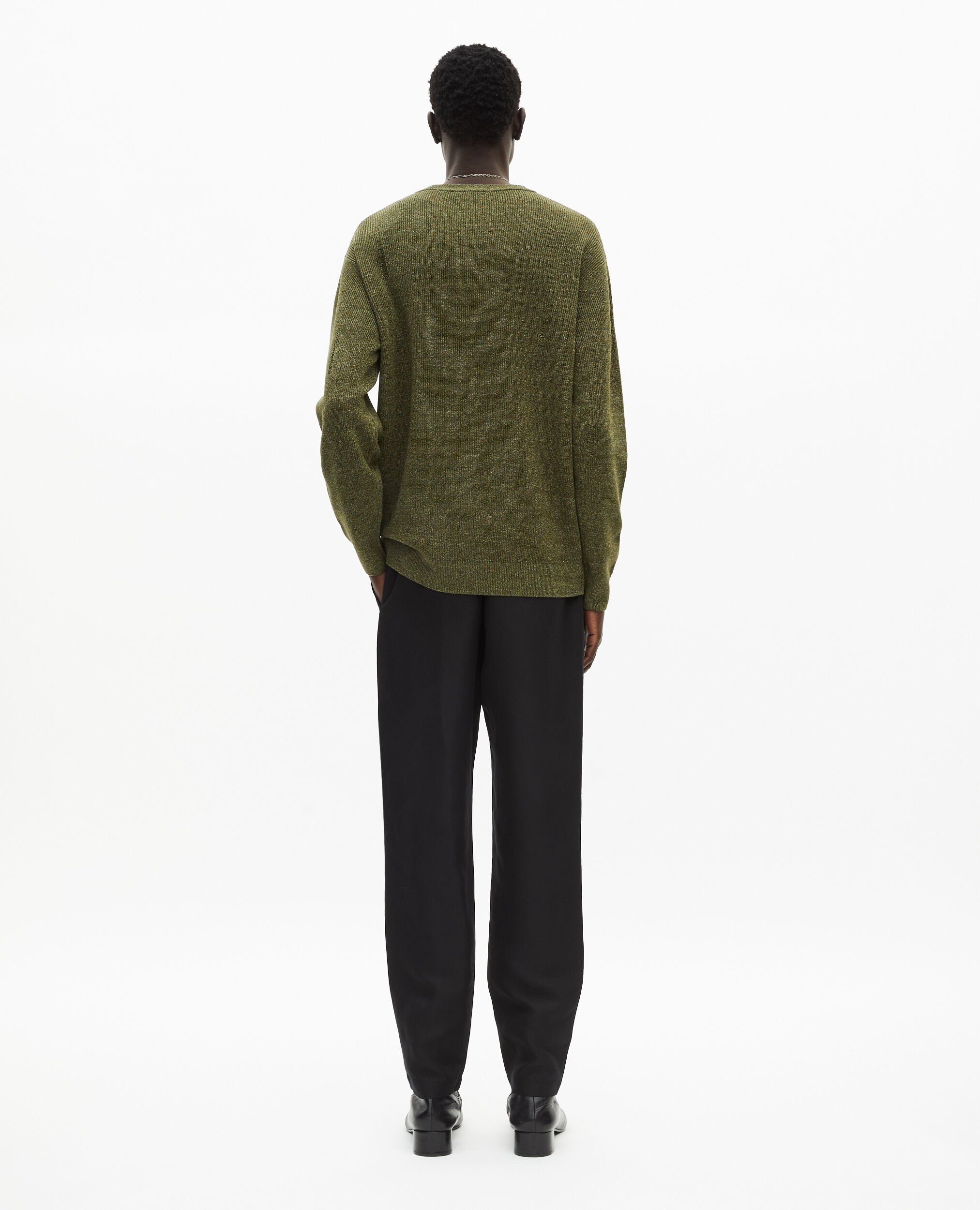 Khaki wool and linen sweater, OLIVE KAKI, hi-res image number null