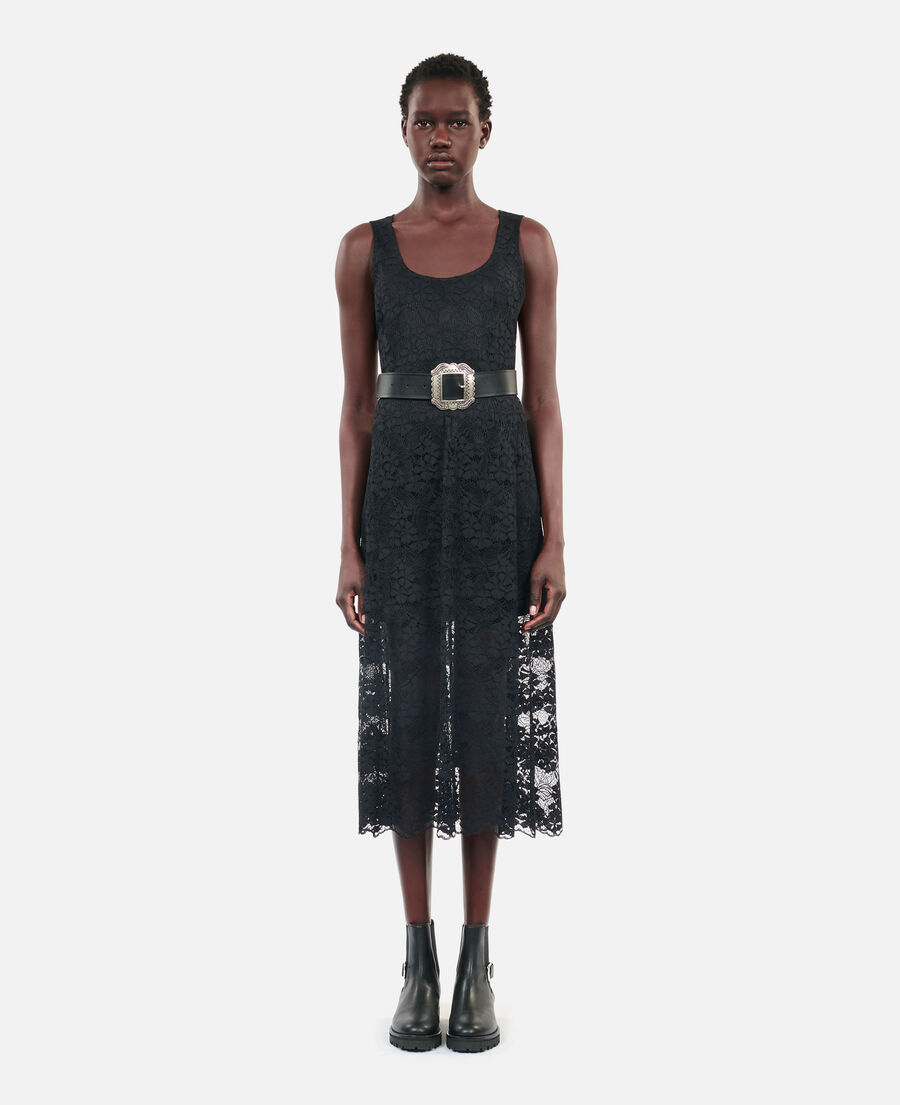 The Kooples WOMEN BLACK black lace long dress