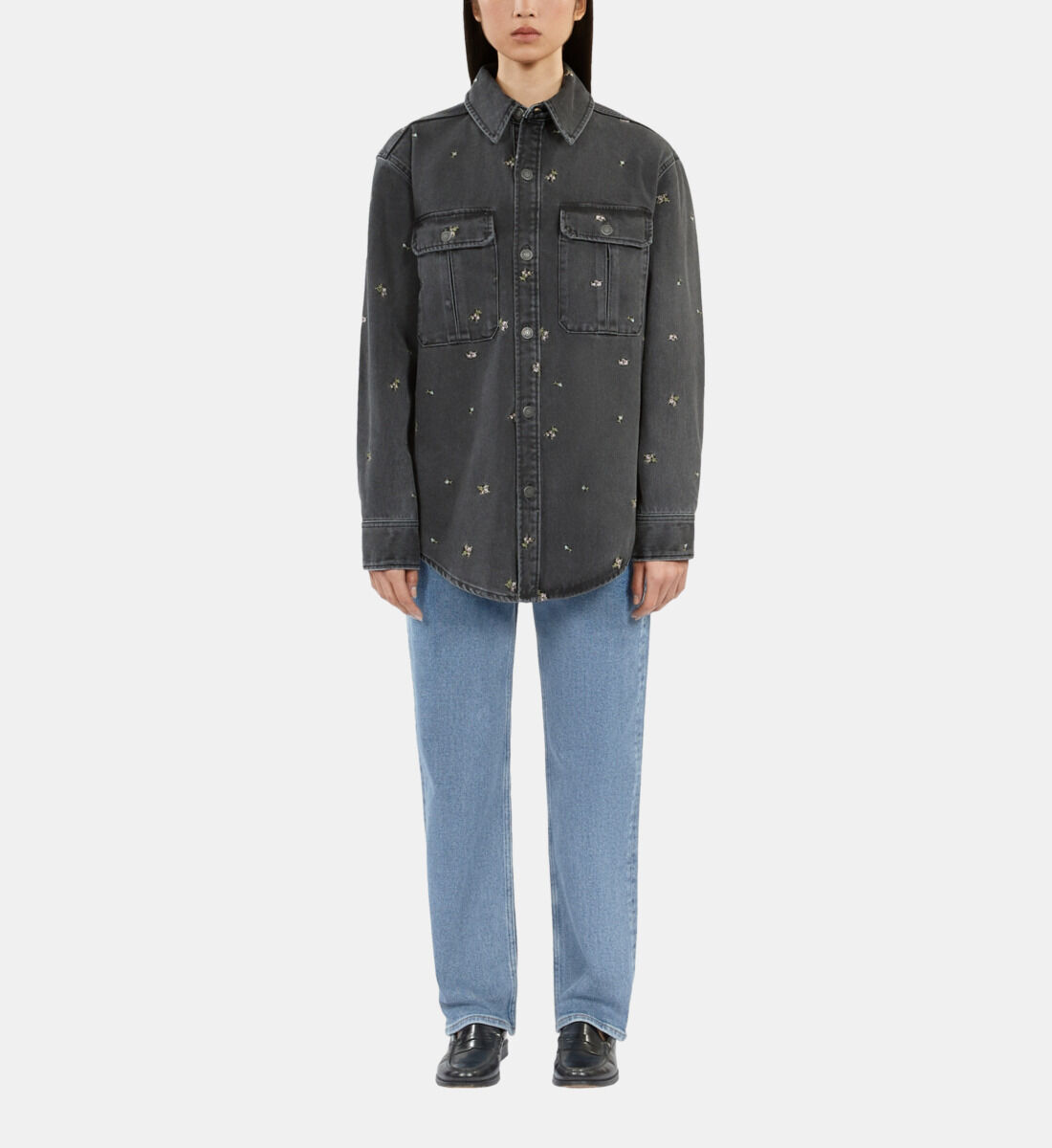 Grey denim overshirt hot sale