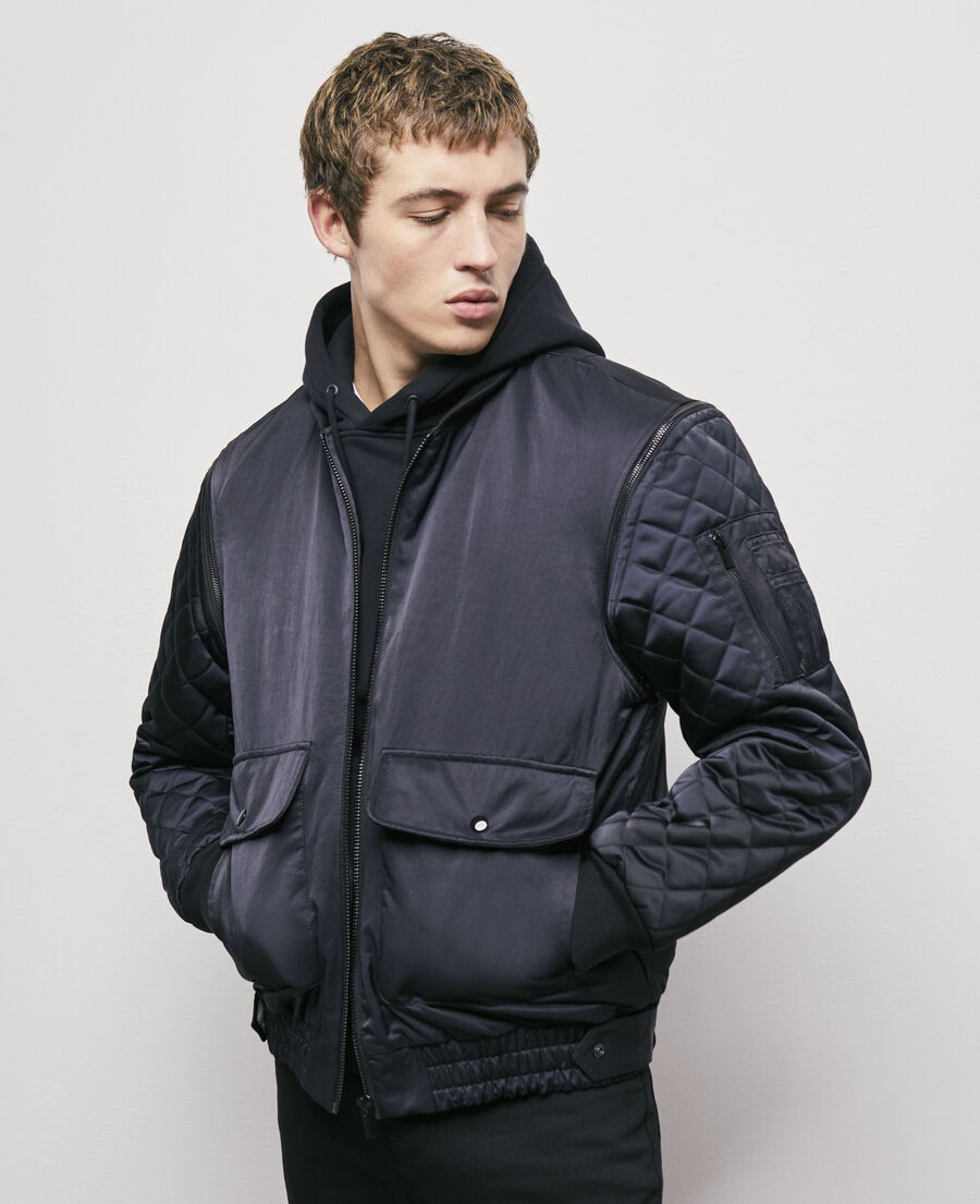 The Kooples black bomber jacket with detachable sleeves, an absolute