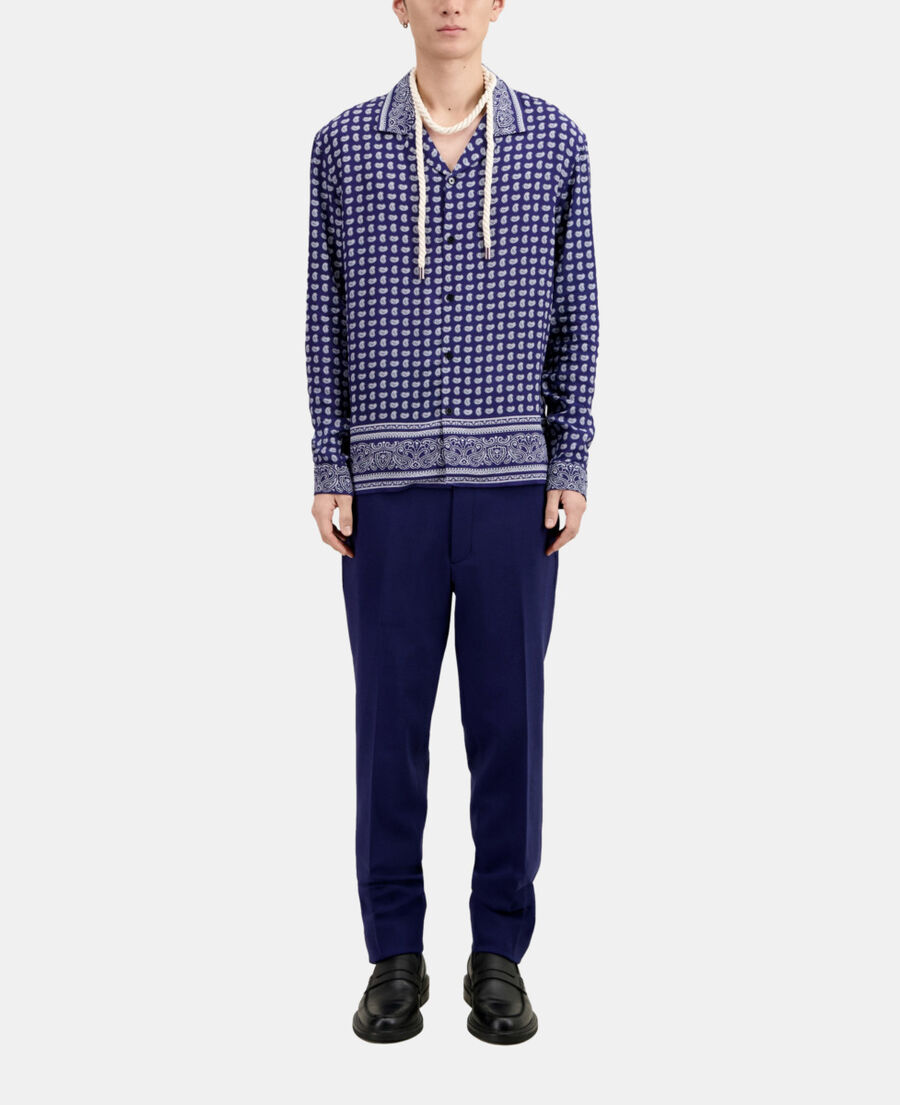 The Kooples HOMME BLUE chemise col hawa&iuml;en imprim&eacute;e bleue