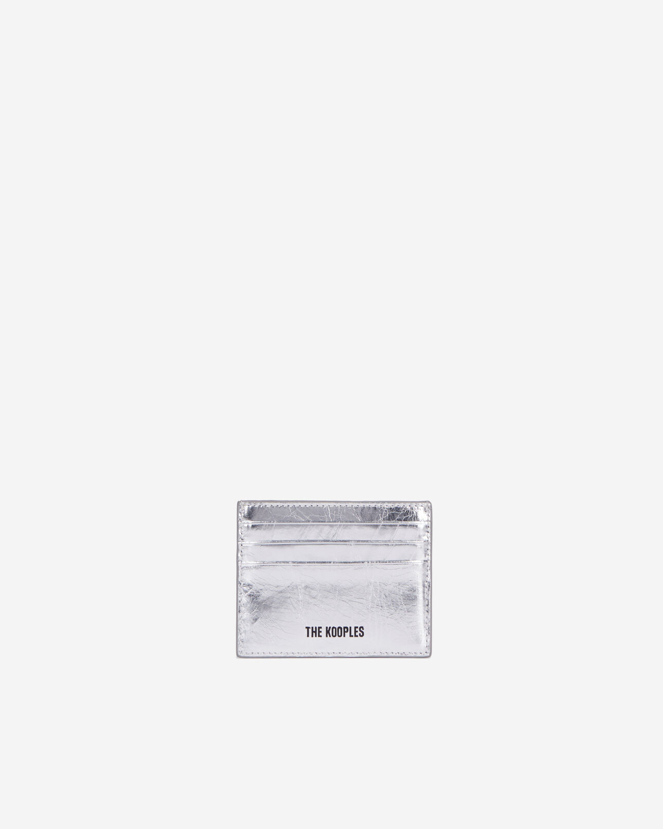 The Kooples FEMME SILVER porte cartes blason en cuir argenté