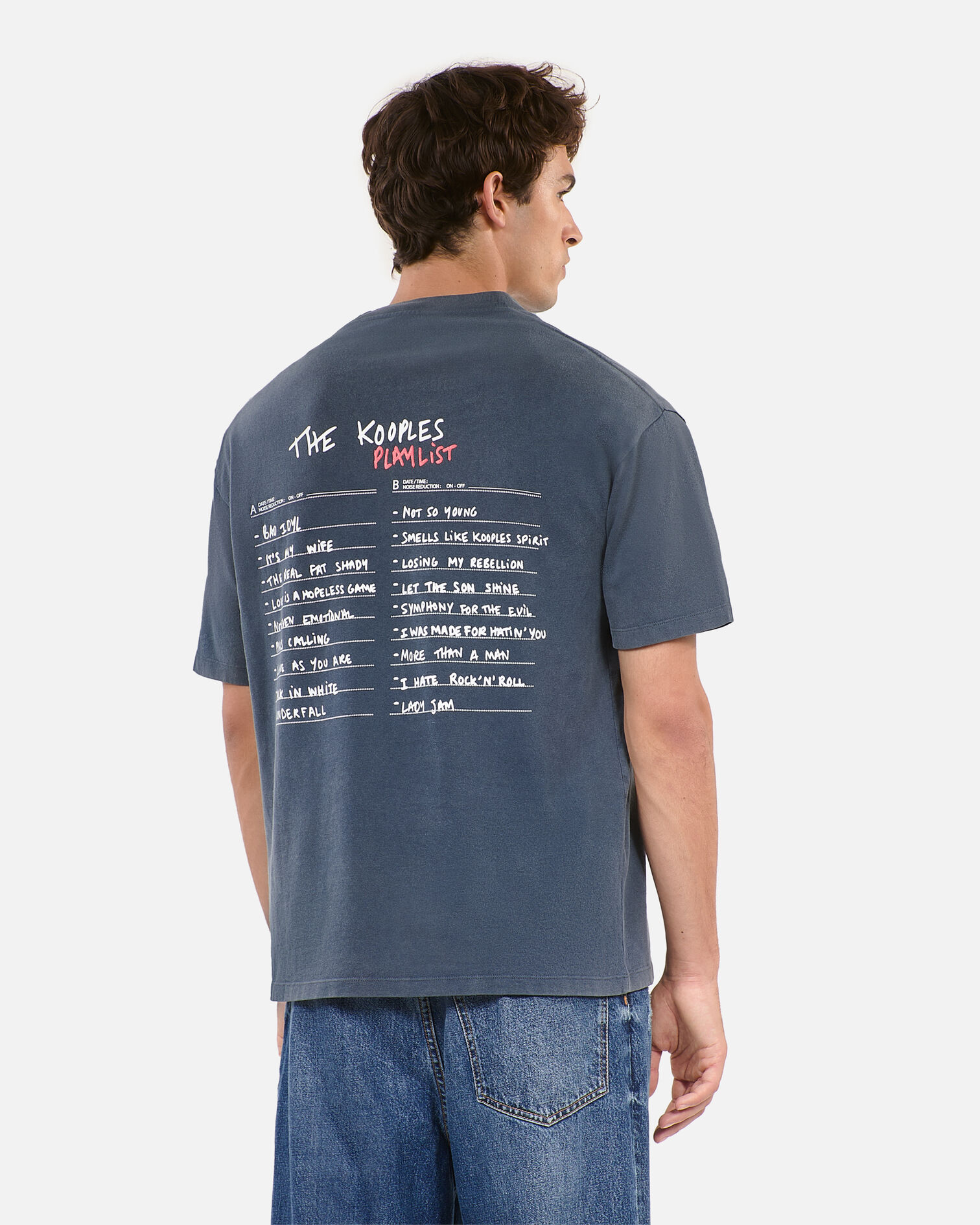 Karbonblaues T-Shirt mit Siebdruck, CARBONE, hi-res image number null