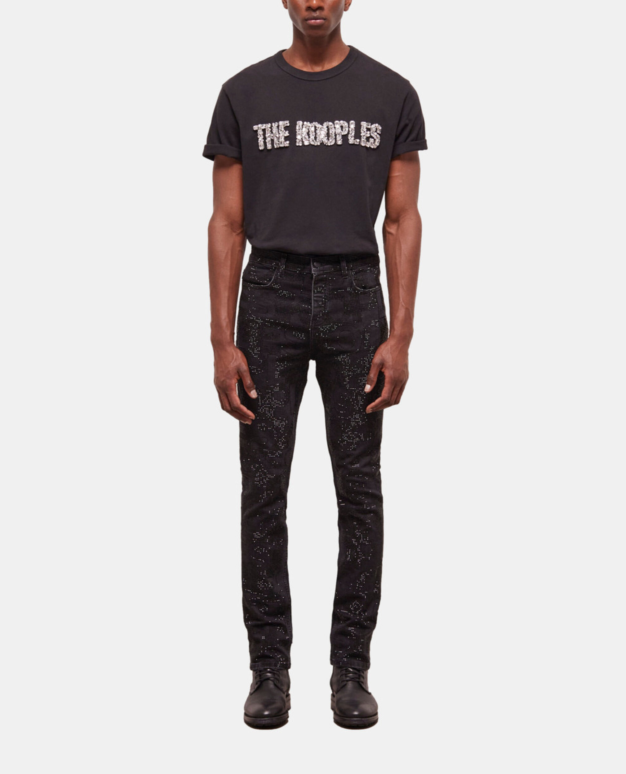Jean slim à strass noir, BLACK WASHED, hi-res image number null