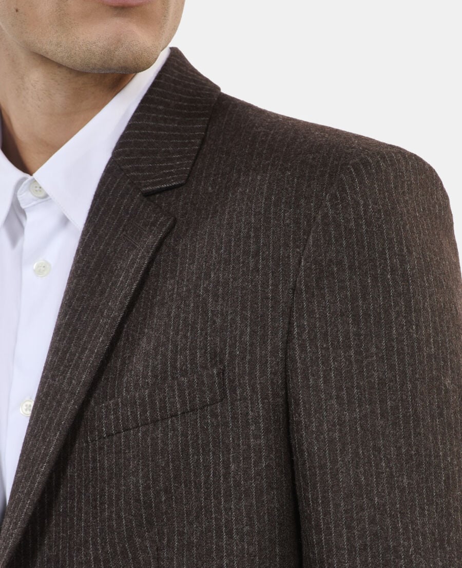 The Kooples MEN BROWN brown pinstripe suit jacket