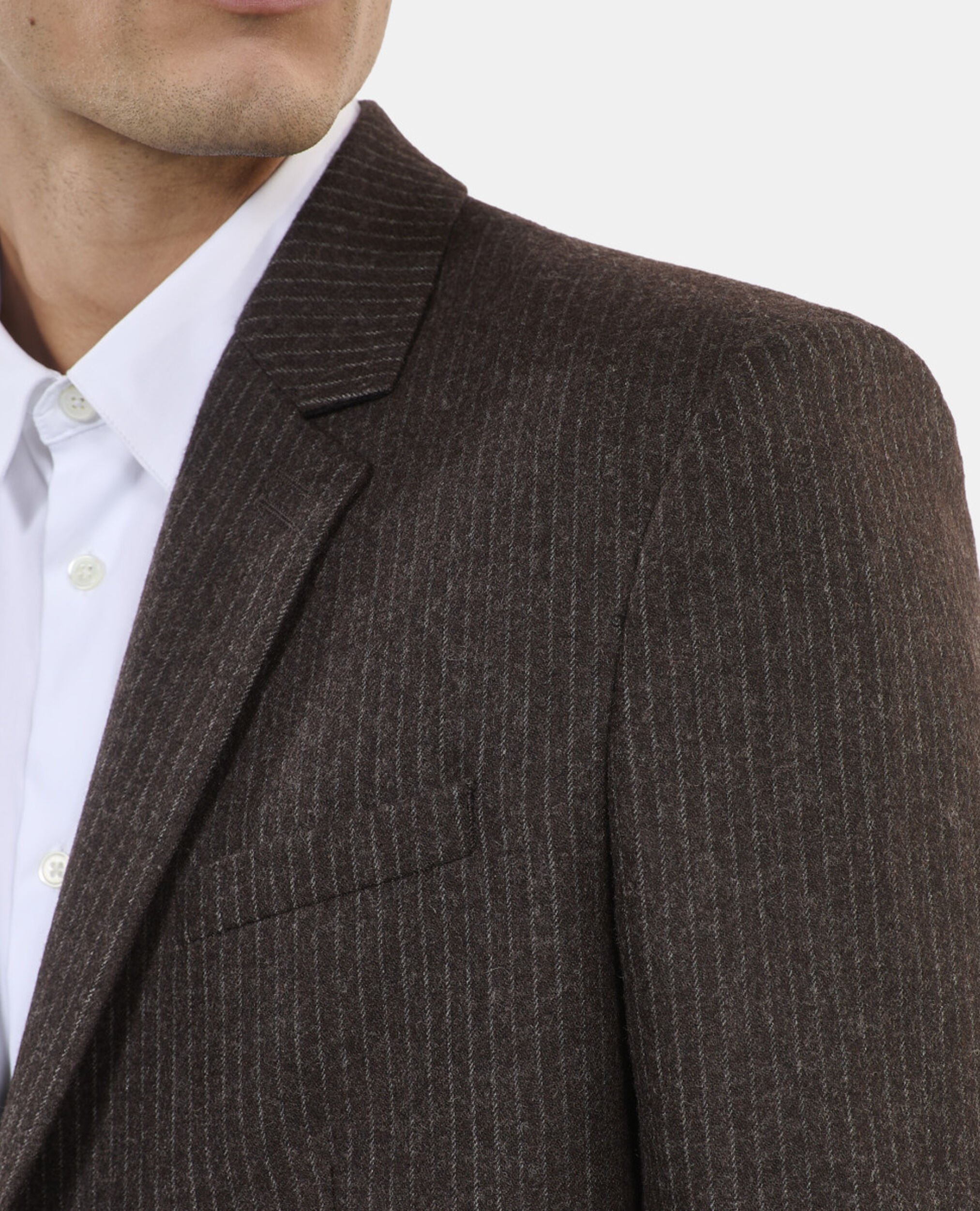 Brown pinstripe suit jacket, BROWN, hi-res image number null
