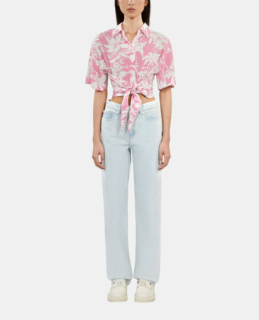 The Kooples WOMEN BLUE BLEACHED / NAVY faded light blue straight jeans