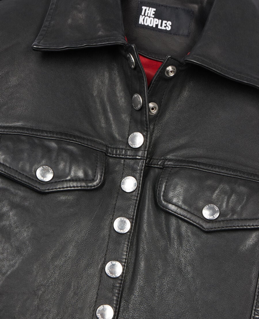 The Kooples DAMEN BLACK kurze schwarze lederjacke