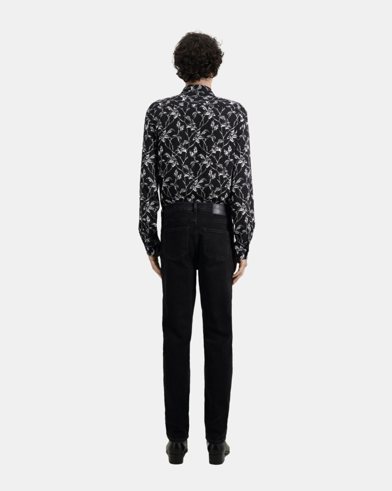 The Kooples MEN BLACK WASHED straight black jeans with chain
