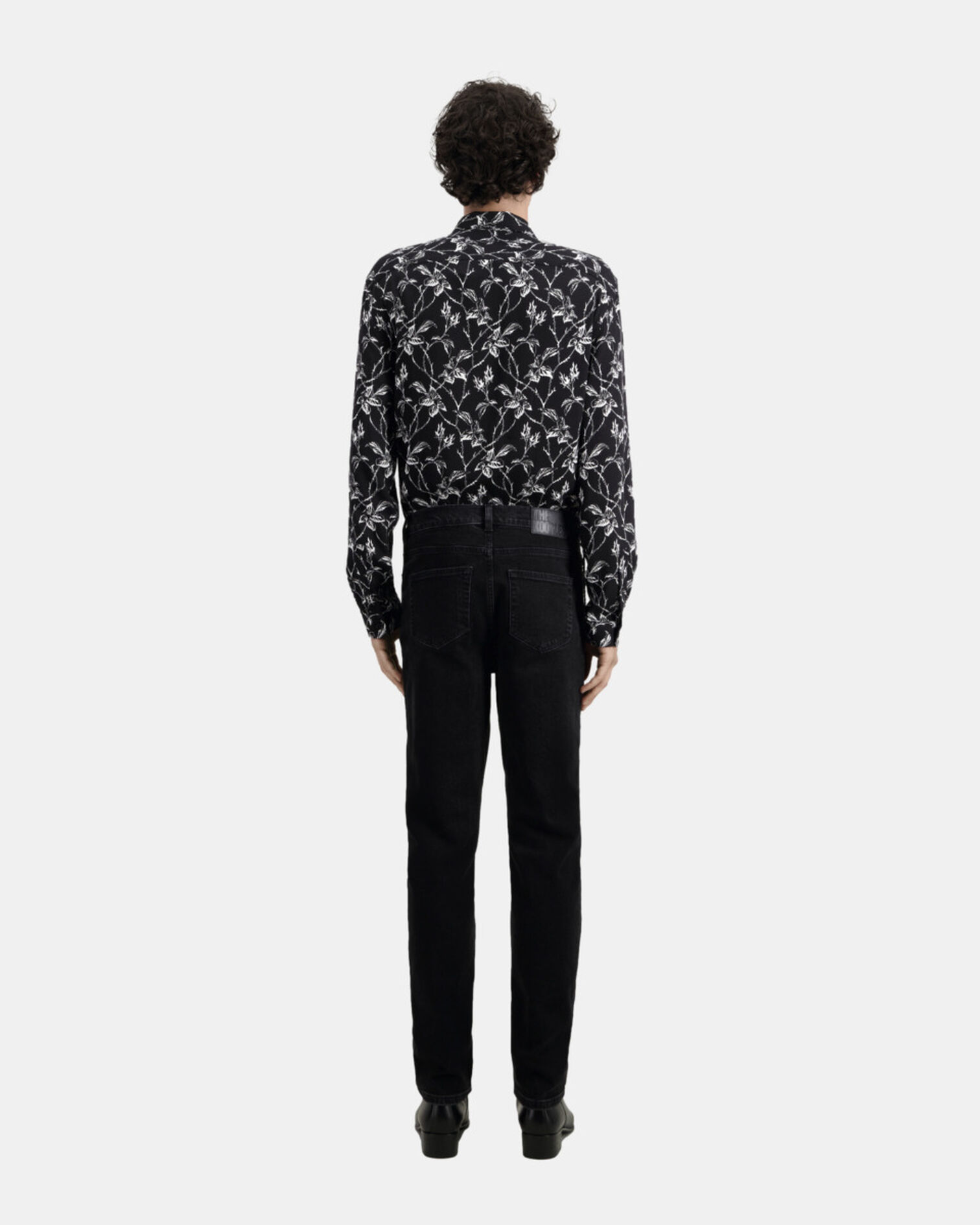 Straight black jeans with chain, BLACK WASHED, hi-res image number null